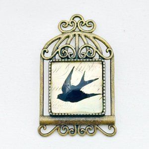 Bird in a Bird Cage Brooch